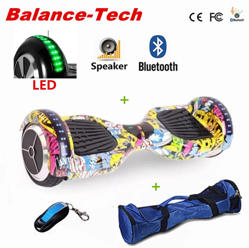 6.5 Inch Hoverboard Manillar Electric Scooters Self Balancing Scooter Gyroscope Two Wheels Overboard LED Light+Bluetooth