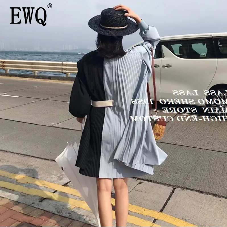 Женское Плиссированное Платье рубашка [EWQ] свободное платье большого размера с