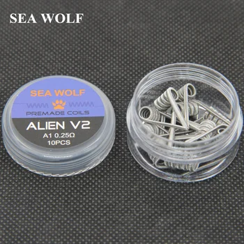 

NEW SEA WOLF 10pcs/lot Prebuilt Coil ALIEN V2 wire coils Heating Resistance Wire Fit RDA RDTA DIY Atomizer