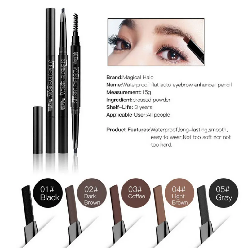 5 colors Waterproof Eye Brow Eyeliner Eyebrow Pen Pencil With Brush