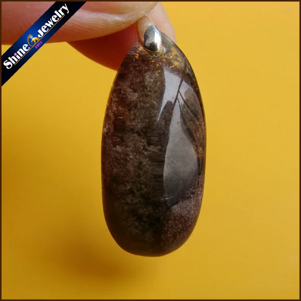

Direct Selling Natural Drop Shape Gem Green Phantom Garden Crystal Pendant Stone Beads Lodolite Jewelry For Women 1PCS IS747