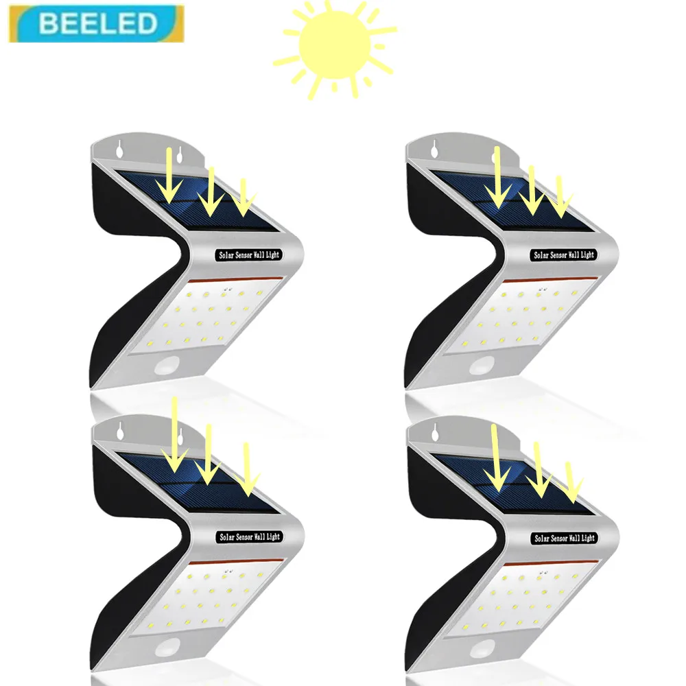 

4pack in SOLAR LIGHTS OUTDOOR 20 LEDs Bright Motion Sensor Lights with Sun Powered Lighting for Wall Driveway Patio Yard Garden