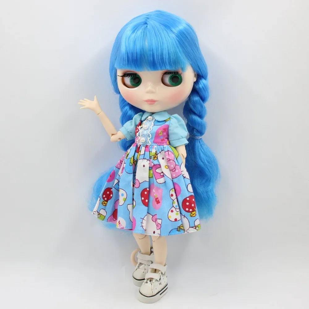 Кукла ICY DBS Blyth 1/6 bjd сустав тело белая кожа 30 см Длинные Голубые волосы с косами