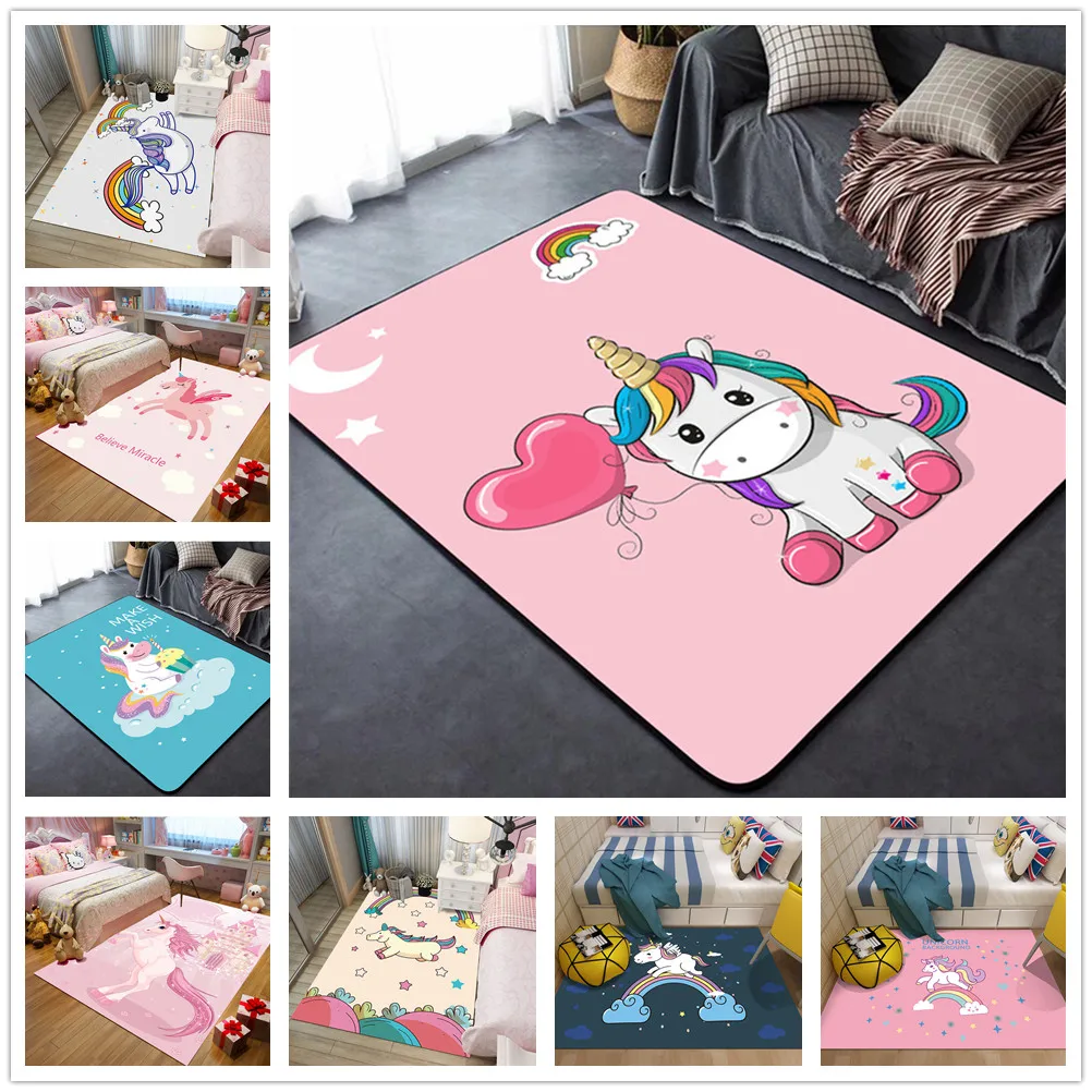 

Cute Unicorn series Designer Mats Creative 3D Print Carpets for Living Room Bedroom Area Rugs Home Hallway Anti-slip Soft Carpet
