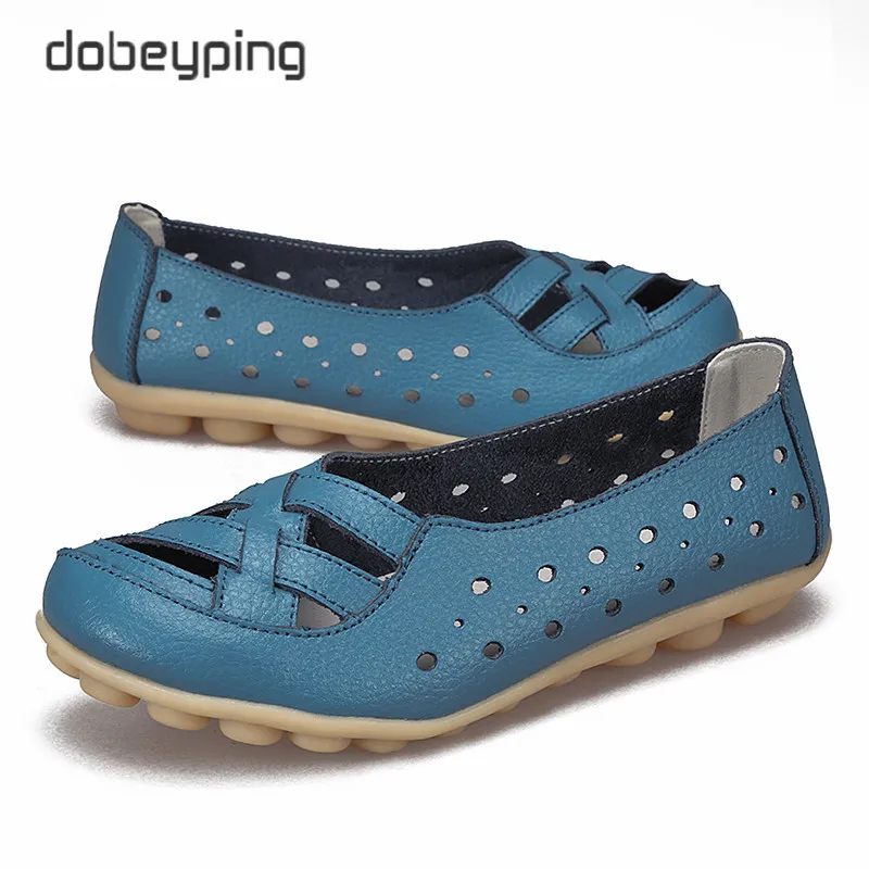 2017 женские повседневные туфли лоферы из натуральной кожи дышащие летние на