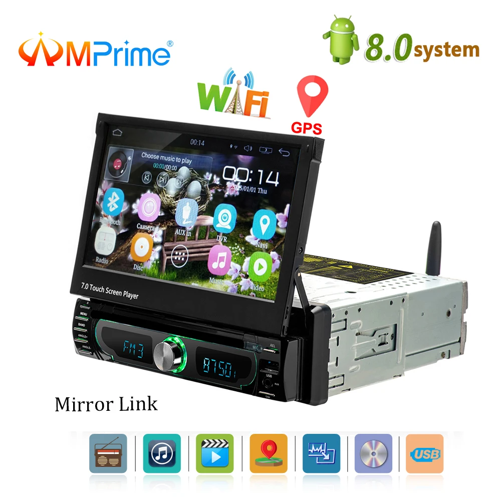 

AMPrime Autoradio 1 din Car Radio Android GPS 7 inch HD Touch Screen Car Multimedia Player Mirror Link Support Rear View Camera