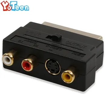 

21Pin SCART to 3RCA Converter for PS4 Wii DVD Adapter RGB Scart to Composite RCA S-Video AV TV Audio Adapter for Microsoft Xbox