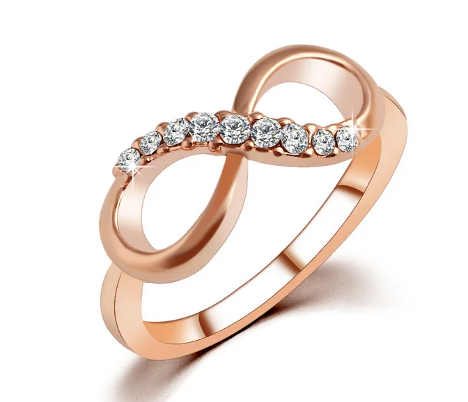 

Trendy Cubic Zircon Crystal Bowknot Rings for Women valentines day gift Rose Gold Color Infinity Ring Engagement Rings Jewelry