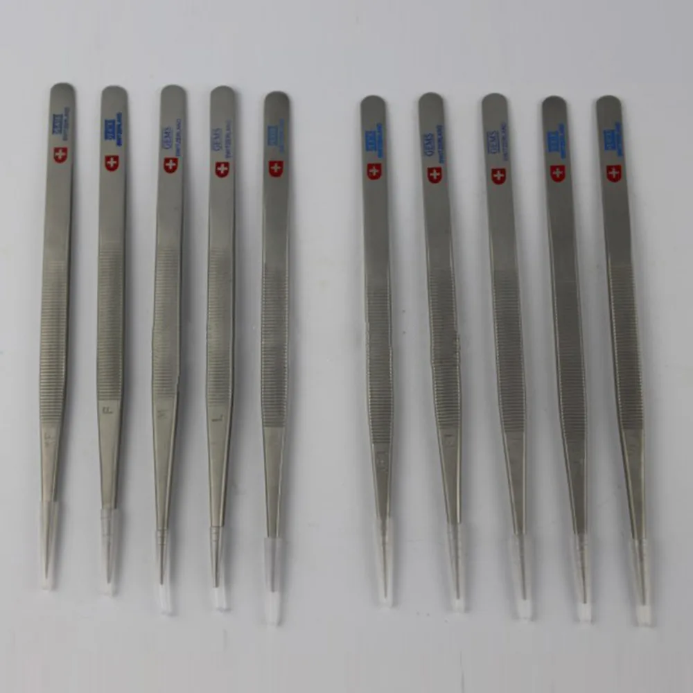 1Pcs Jewelry Tools Diamond Tweezers with Grooved Tips Gemstone Tweezer