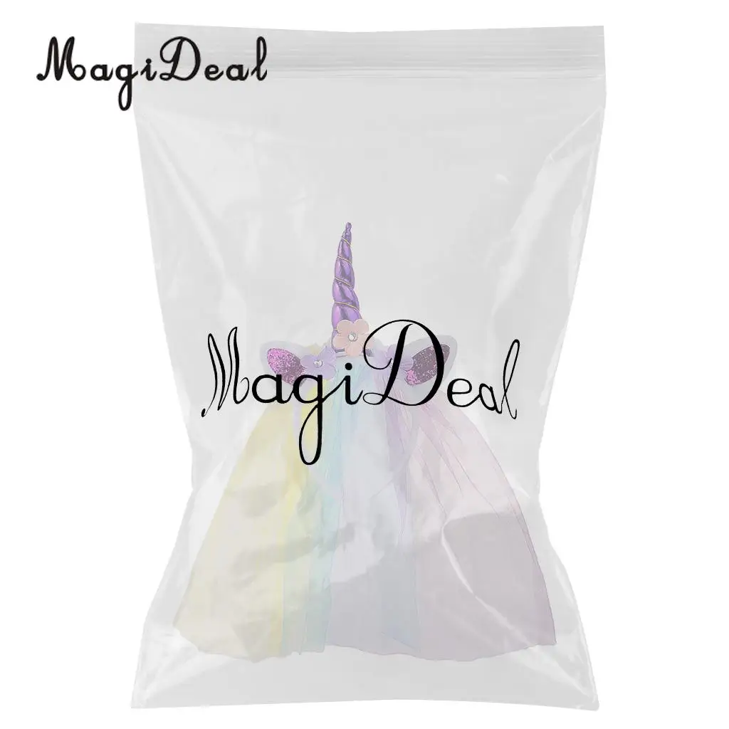 MagiDeal Unicorn Rose Flower Veil Headband Costume Cosplay Party Fancy Dress for Birthday Baby Shower Christmas Halloween Decor