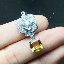 Натуральный цитриновый кулон натуральный настоящий циртрин серебро 925 пробы 2.5ct драгоценный камень большой цветочный стиль# XY18091925
