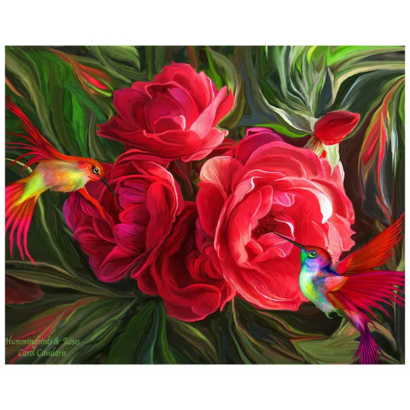 

Mosaic Crafts Diy Diamond Painting Stitch peony Full Rhinestones Crystal Square Diamond Embroidery 5D Needlework Hummingbird
