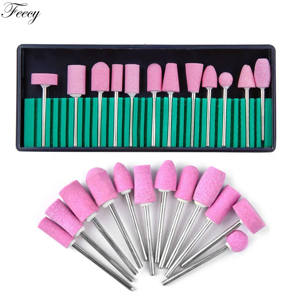 

12PCS/Set Quartz Nail Drill Bits Milling Cutter For Manicure Machine Accessories Dead Skin Gel Polishing Remover Nail Art Tool