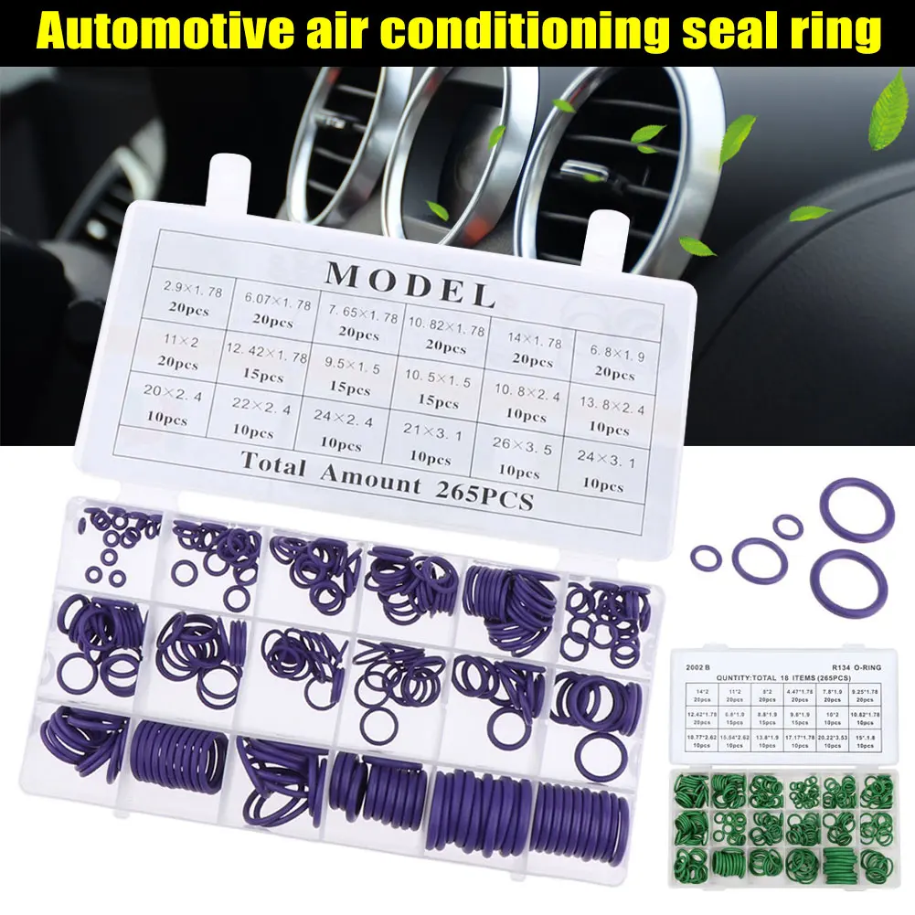 

265 Pcs Car Seal O-Ring Washers Gasket 18 Sizes Durable Air Conditioning Plumbing JDH99
