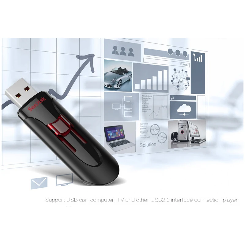 Двойной Флеш накопитель SanDisk Cruzer Glide USB3.0 CZ600 USB флэш 16 ГБ 32 64 Гб 128 3 0 флешка|sandisk