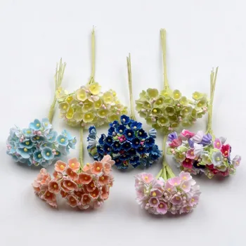 

8pcs 1cm Mini Paper Rose Flowers Bouquet Wedding Decoration Paper Flower For DIY Scrapbooking Flowers Paper Cheap Flores