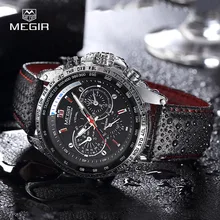MEGIR hot fashion man's quartz wristwatch brand waterproof leather watches for men casual black watch for male 1010 MEGIR hot fashion man's quartz wristwatch brand waterproof leather watches for men casual black watch for male 1010