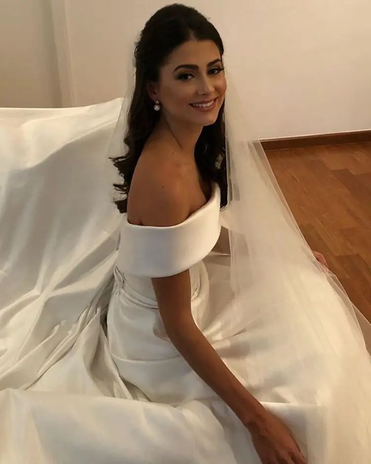 Элегантные свадебное платье мусульманское 2019 robe de mariee с открытыми плечами атласная слоновая кость Простые Свадебное платье без бретелек