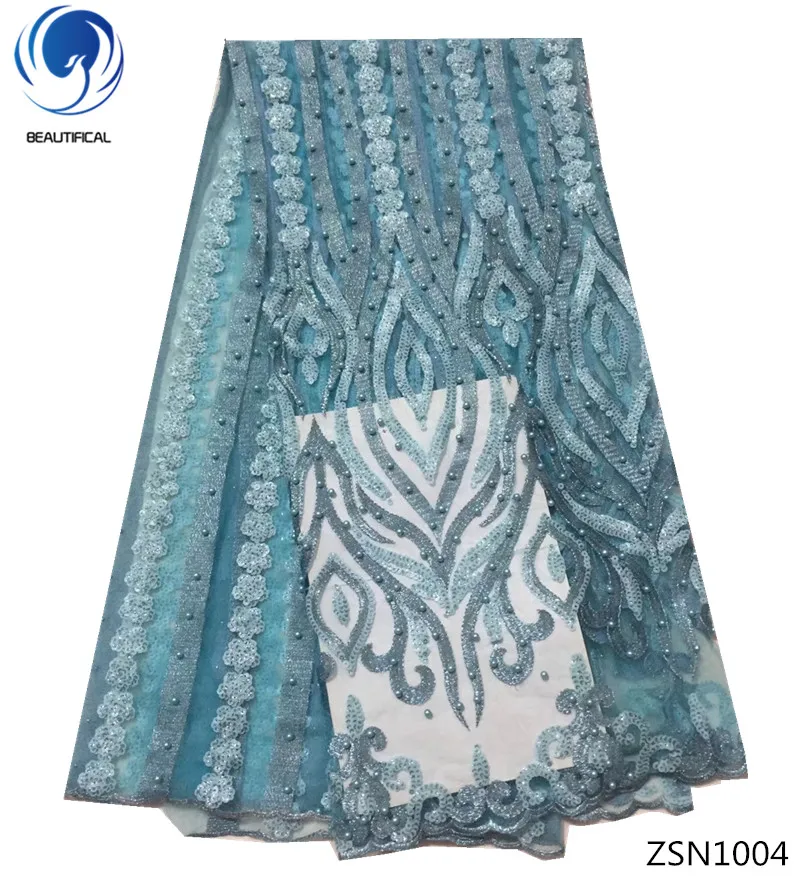 

BEAUTIFICAL tulle beaded lace fabric french embroidered net lace african lace fabric with sequins 2018 products 5yards/set ZSN10