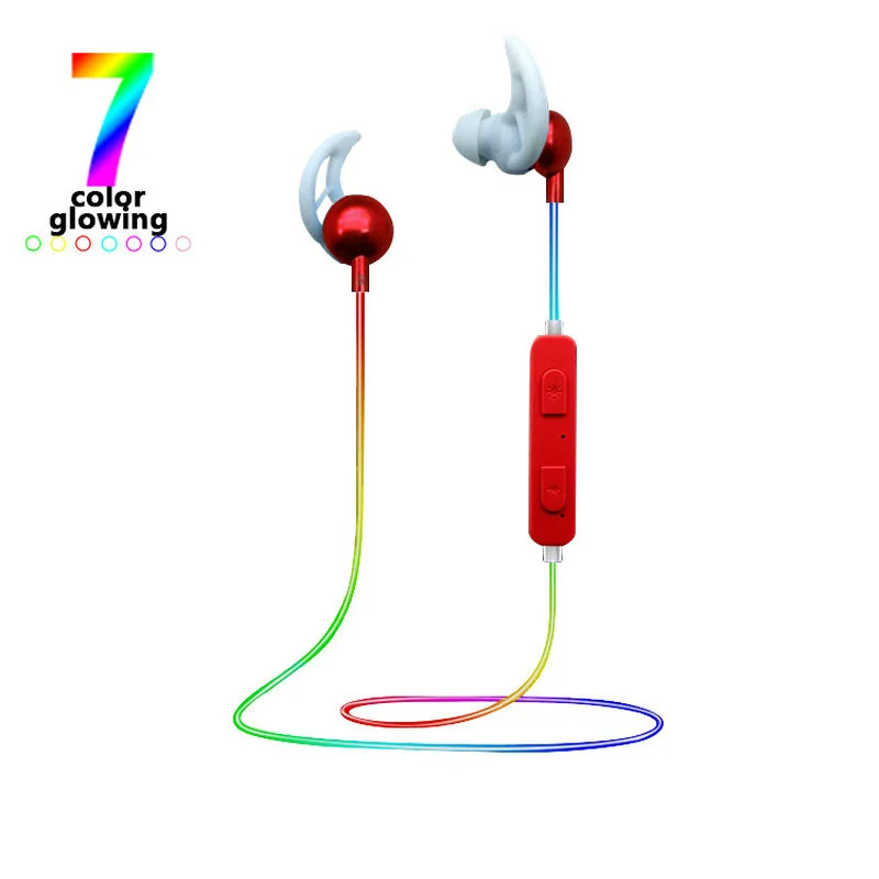 

Bluetooth earphone Luminous Flashing Glowing Earbud LED Flash Night Light Motion Wireless headphone for running