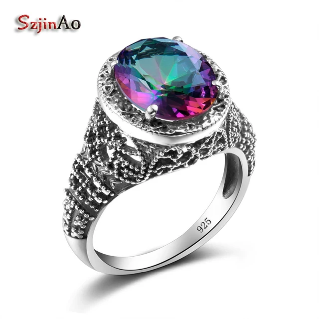 szjinao colorful stone ring mystic rainbow crystal zircon couples engagement rings silver 925 jewelry wedding bands - Rainbow Wedding Rings szjinao colorful stone ring mystic rainbow crystal zircon couples engagement rings silver 925 jewelry wedding bands - Rainbow Wedding Rings