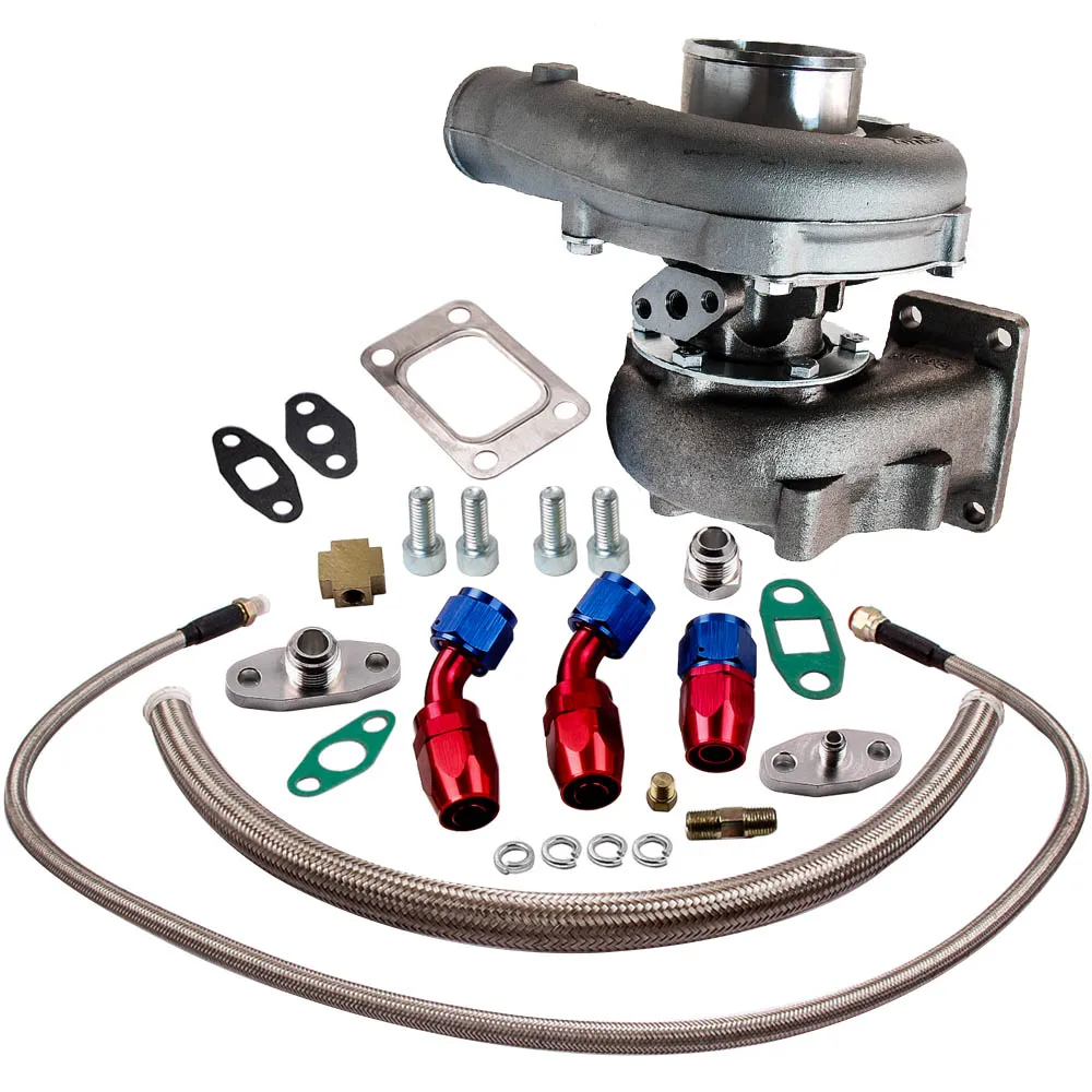 Турбокомпрессор T04E T3/T4 .63 A/R 57 TRIM 400 + комплект масляной линии HP BOOST STAGE III