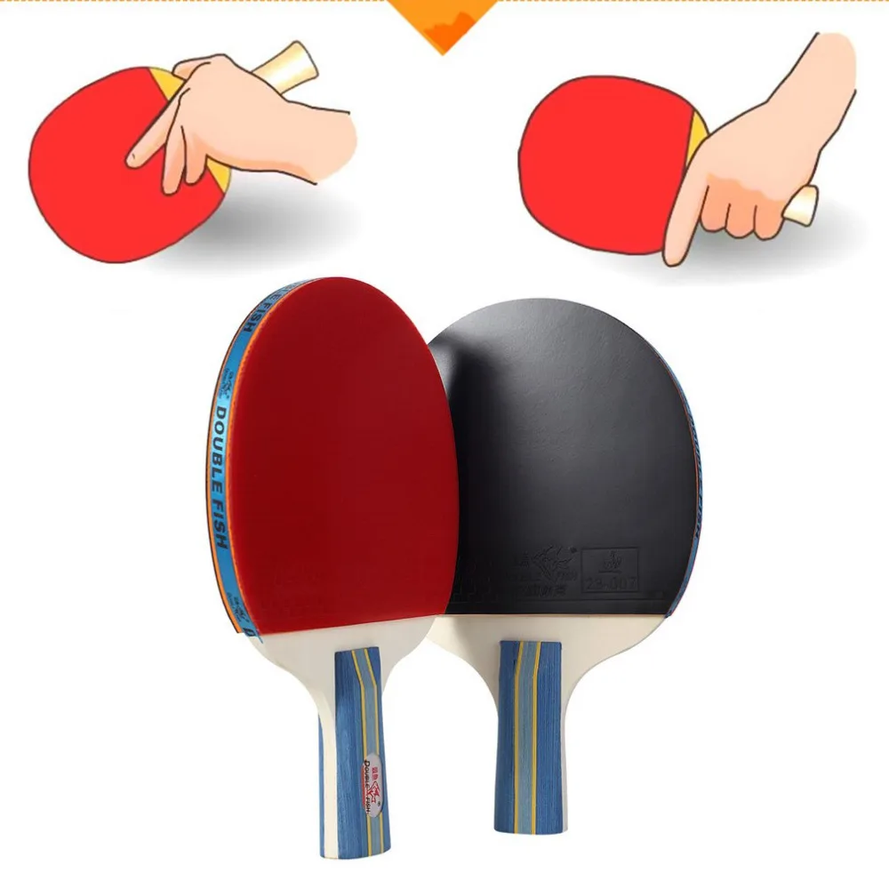 2 قطعة/مجموعة الجدول مضارب التنس بينغ بونغ مجداف طويلة/قصيرة مقبض مزدوجة الوجه البثور في تنس طاولة مضرب كرات مطاطية حقيبة