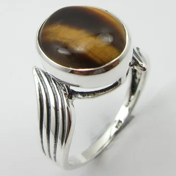 

Tiger's Eye HAMMERED Ring Sz 8 4.2 Grams Women Wedding Jewelry Unique Designed