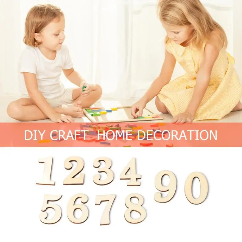 

10pcs Rustic Wooden Digital Number DIY Craft Table Scatter Home Decoration Plywood Children Literacy Toys Dropshipping