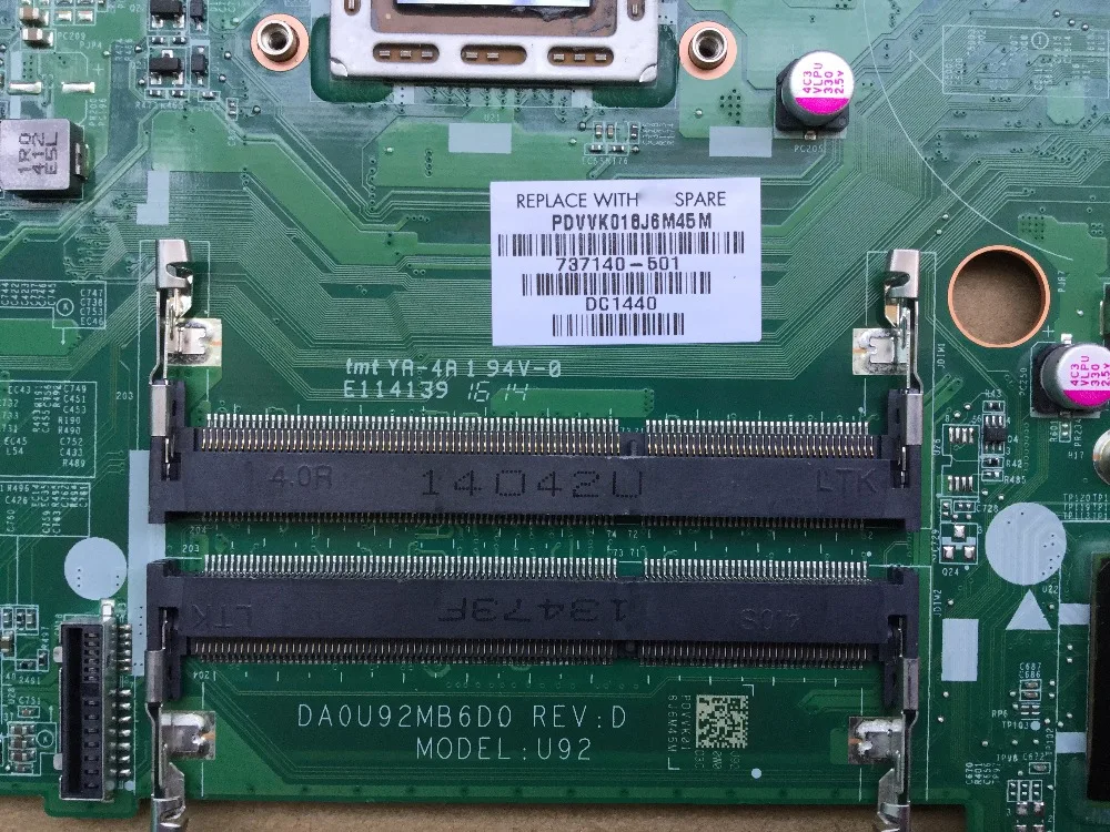 737140-501 737140-001 Free Shipping FOR HP PAVILION 15-N laptop motherboard DA0U92MB6D0 REV:D A8-45