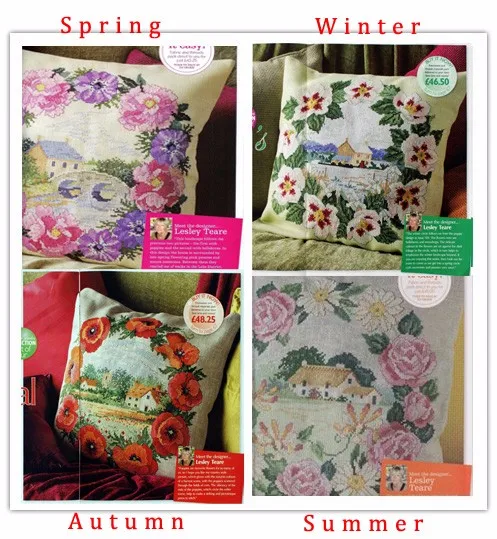 CS-1747 Cross Stitch Kit Cushion  Pillow Pillowcase Spring Summer Autumn Winter Four Season Seasons