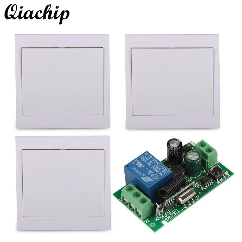 

QIACHIP 86 Wall Panel AC 110V 220V Remote Control Switch RF Relay Receiver + Remote Transmitter Hall Bedroom Ceiling Z40