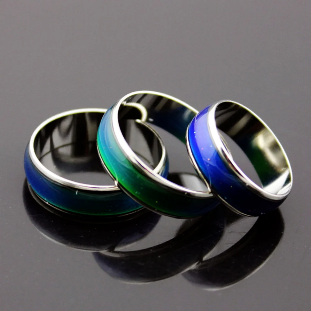 Модное кольцо для влюбленных из нержавеющей стали, меняющее цвет, кольца для настроения, чувство/температура эмоций, кольцо, умные ювелирные изделия, подарки - Цвет основного камня: Mood Ring