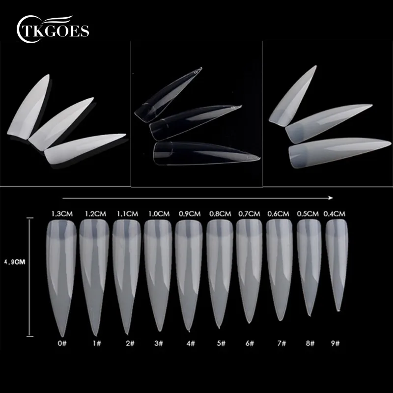 TKGOES 100 шт прозрачные/белые/натуральные длинные на шпильке, с острым искусственным фальшивые наполовину прикрывающие руки французские ногти советы арт салон