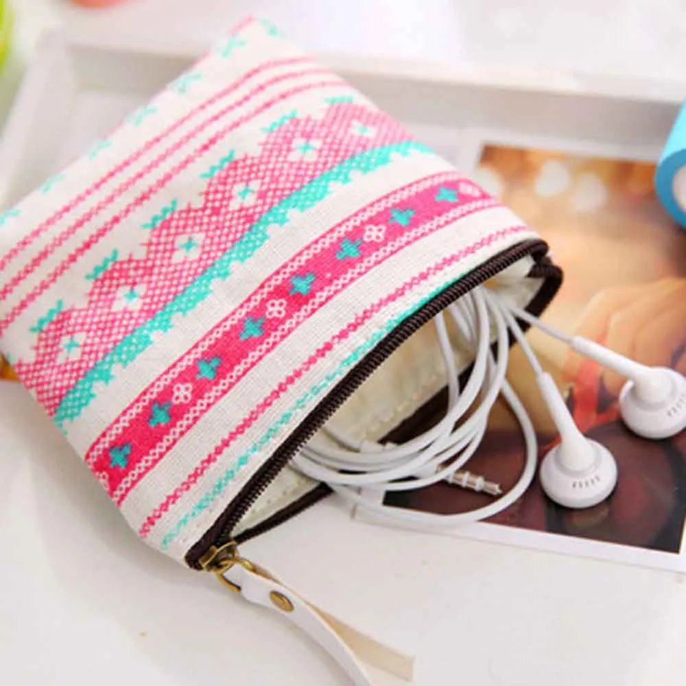 

Fashion Hot cotton Zipper Pencil Canvas Case Cute Portable Key Coin Purse Makeup Bag A#