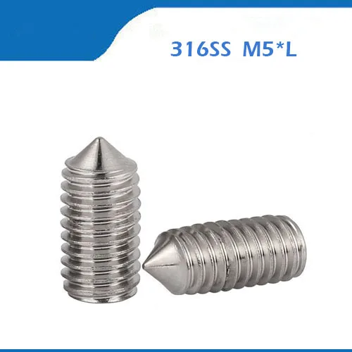 

M5 M5*6 M5x8 M5*10 M5x12 316 Stainless Steel 316ss Inner Hex Hexagon Socket Allen Head Grub Cup Point Set Screw