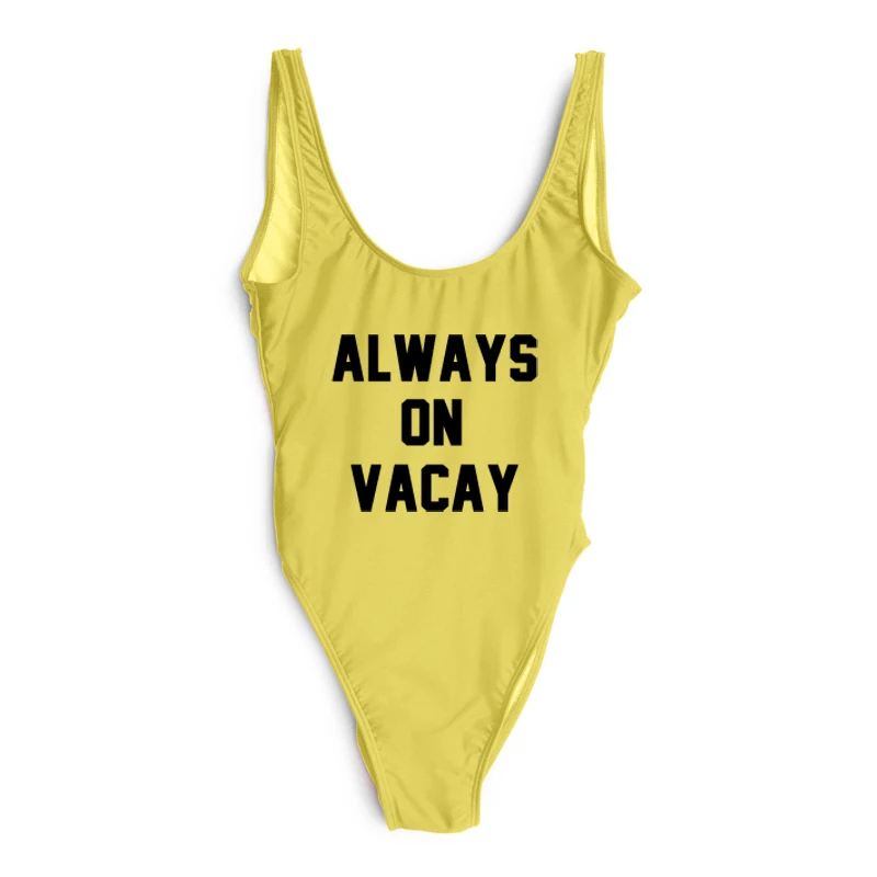Цельный купальник с надписью ALWAYS ON VACAY Женский пикантный красный купальный
