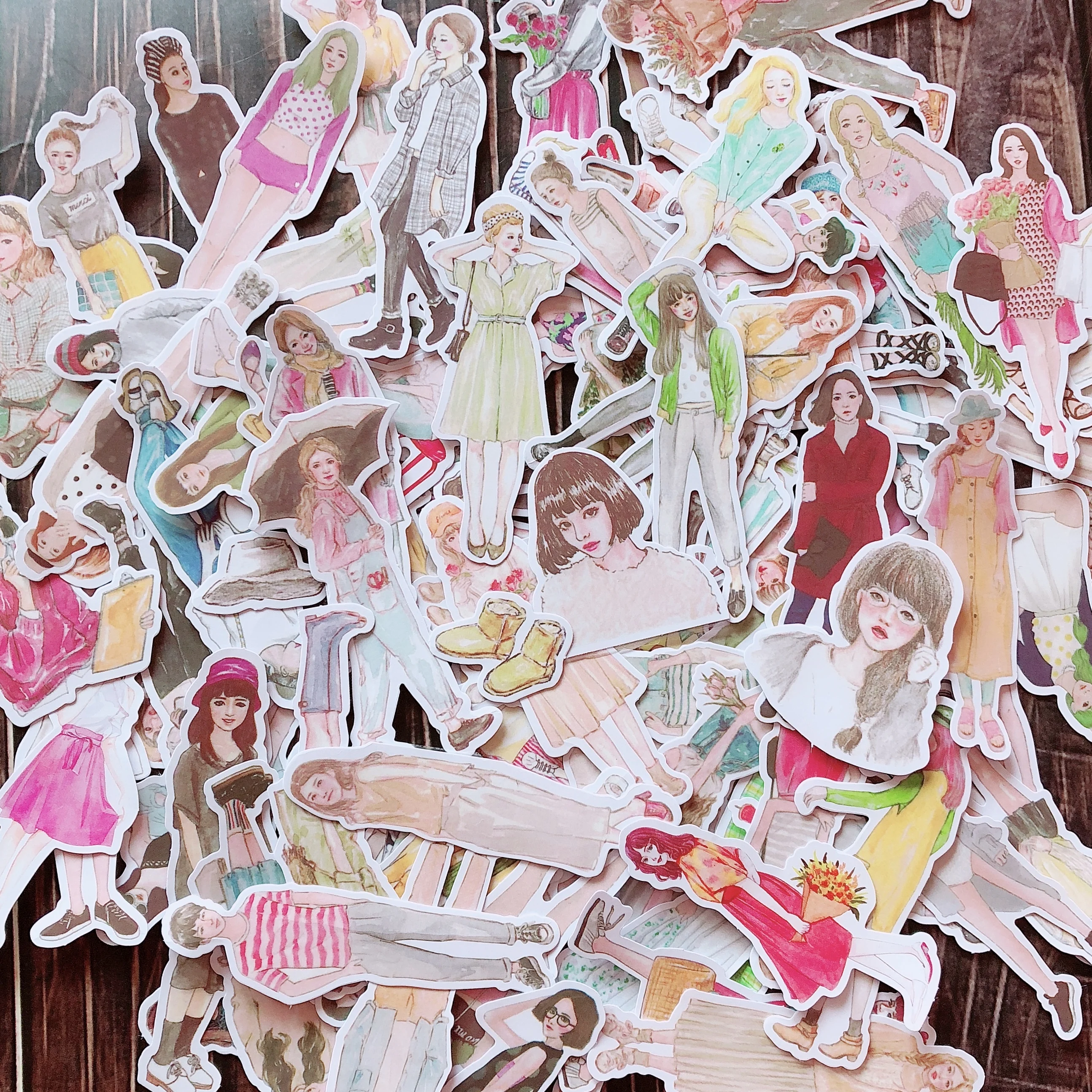

108pcs/pack Fashion Girls Dress Matching Diary hand account sticker Decorative Sticker DIY Diary Scrapbooking Stickers