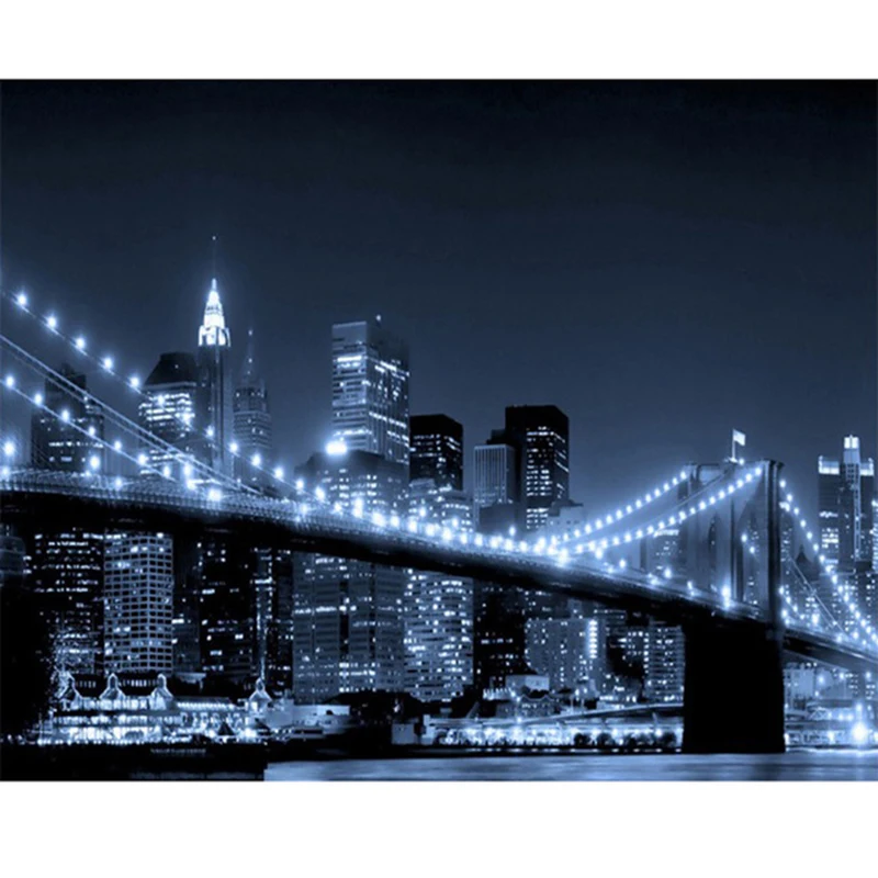 New York Brooklyn bridge Night Landscape image 3D DIY diamond painting mosaic cross stitch diamond embroidery FULL DIAMOND LK1