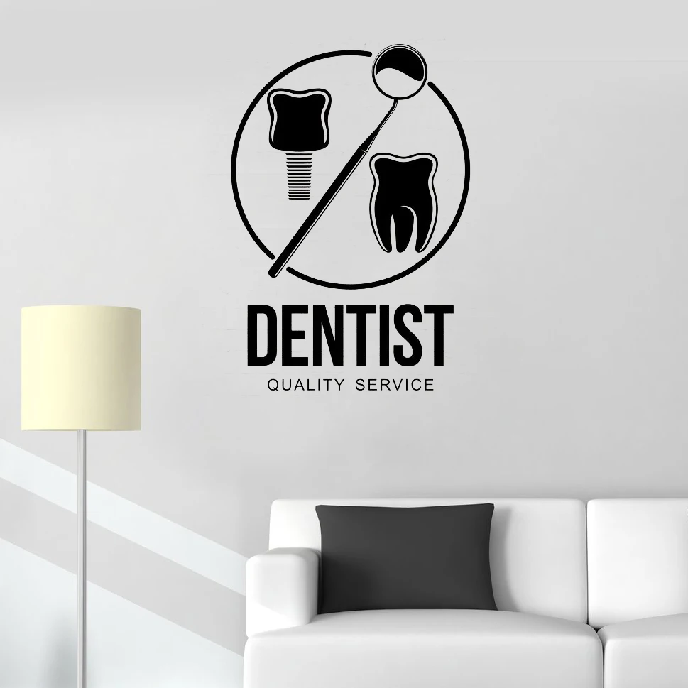

Art Vinyl Wall Decal Dental Clinic New Poster "Dentist Quality Service" Interior Modern Decoration Stickers Stomatology LC297