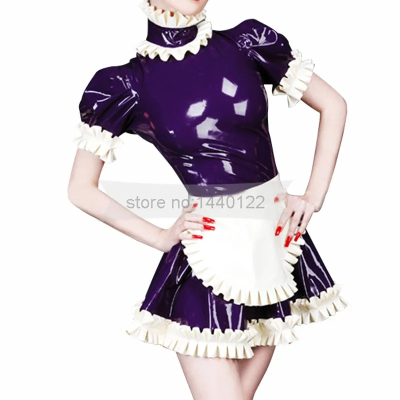 Латекс Лолита шнуровке платья с фартуком Платье для косплея костюмы Размеры индивидуальный заказ BNLD249