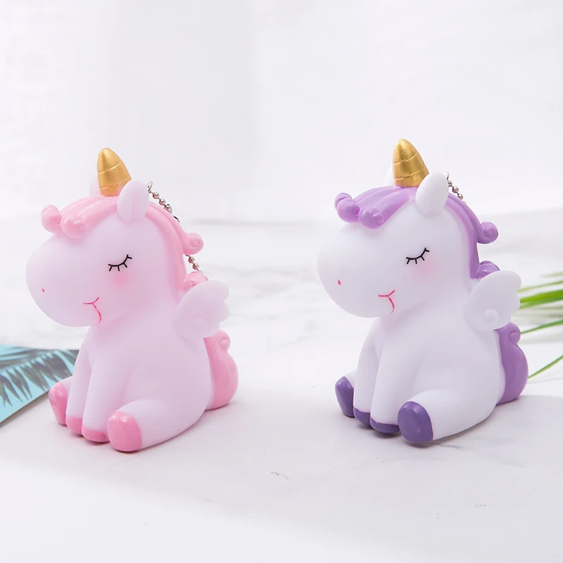 

New arrived Kawaii cute unicorn keychain with BB sound,New year's gift KeyRings,Children toys popular Key chain bag car pendant