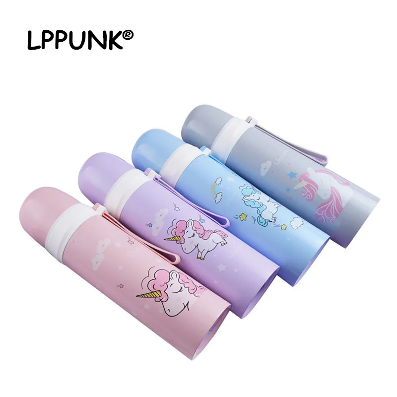 

2018 NEW 500ML Stainless steel Portable office Outdoor travel camp thermos bottles with rope tea milk Unicorn bullet vacuum cup