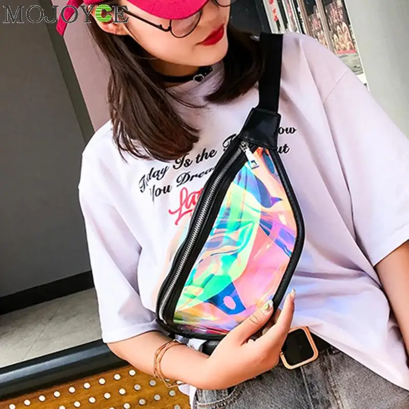 PVC الثلاثية الأبعاد حزمة مراوح الليزر الخصر حزم Heuptas الورك حقيبة المرأة Crossbody الخصر أكياس عاكسة رسول الكتف حقيبة بحزام