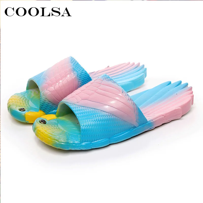 

Coolsa Hot Summer Womens Beach Flip Flops Bird Slipper Funny Parrot Slides Flat Indoor Slippers Female Casual Sandals Kids Gift
