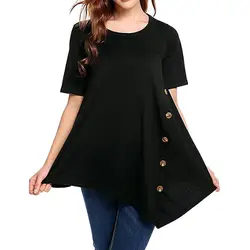 Модные женские круглый средства ухода за кожей Шеи Рубашка с длинным рукавом короткий кнопка Леди Блузка Топы корректирующие