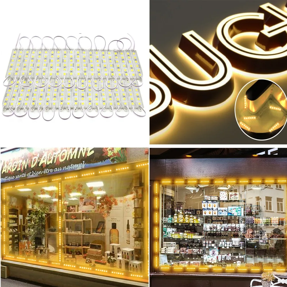 

20-100PCS Super Bright LED Module SMD 5054 Warm White Light 6LED DC12V Waterproof Advertising Storefront LED Modules Strip Light