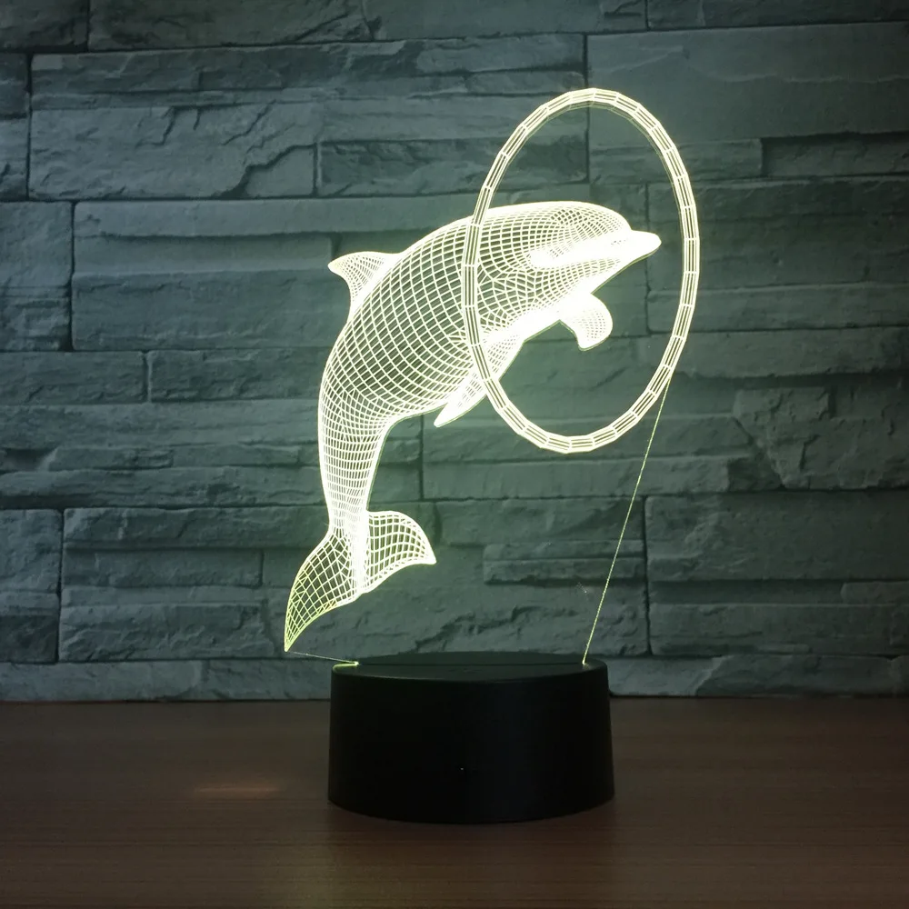 Дельфин ночник креативный подарок необычная светодиодная защита глаз 3d ...