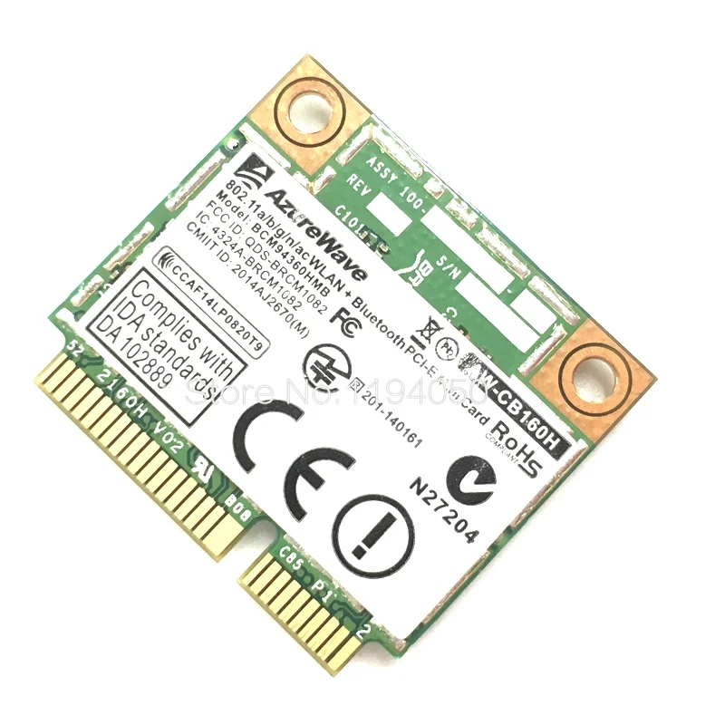 AzureWave AW-CB160H Broadcom BCM94360HMB 802.11AC 1300 Мбит/с беспроводной Wi-Fi WLAN Bluetooth 4,0 Mini PCI-E карта+ 20 см MHF4 антенна