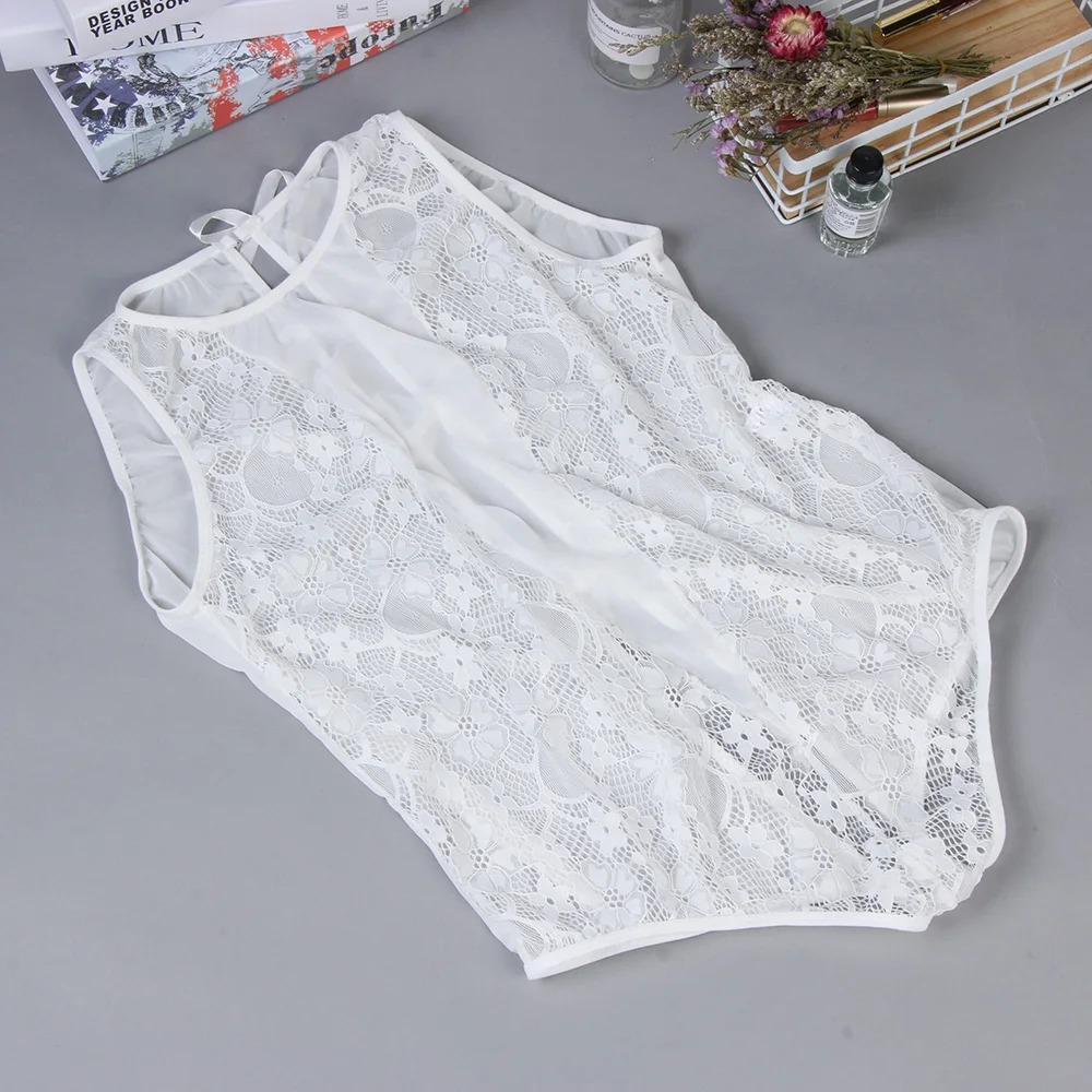 

Women Lace Transparent Mesh Bodysuit Erotic Open Crotch Sexy Lingerie Babydoll Costumes Hollow Underwear Plus Size 3XL 4XL 5XL